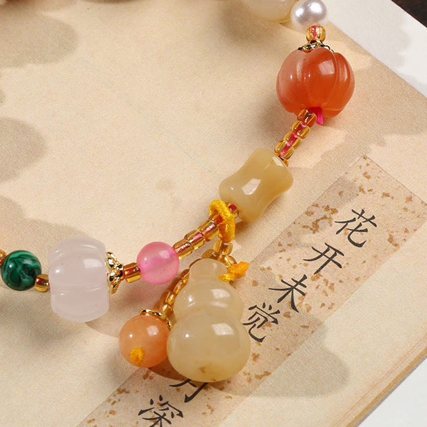 Buddha Stones Natural Golden Silk Jade Crystals Gourd Pixiu Pumpkin Beads Wealth Charm Bracelet Bracelet BS 2