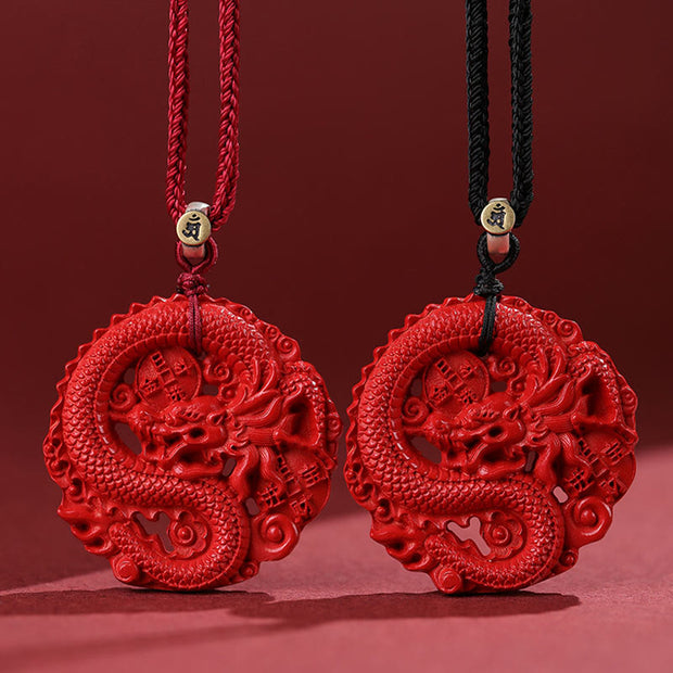 Buddha Stones Year of the Dragon 925 Sterling Silver Natural Cinnabar Copper Coin Luck Necklace Pendant Necklaces & Pendants BS 11