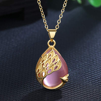 Buddha Stones Pink Crystal Green Chalcedony Peacock Copper Soothing Love Necklace Pendant Necklaces & Pendants BS Pink Crystal (Soothing ♥ Warmth)