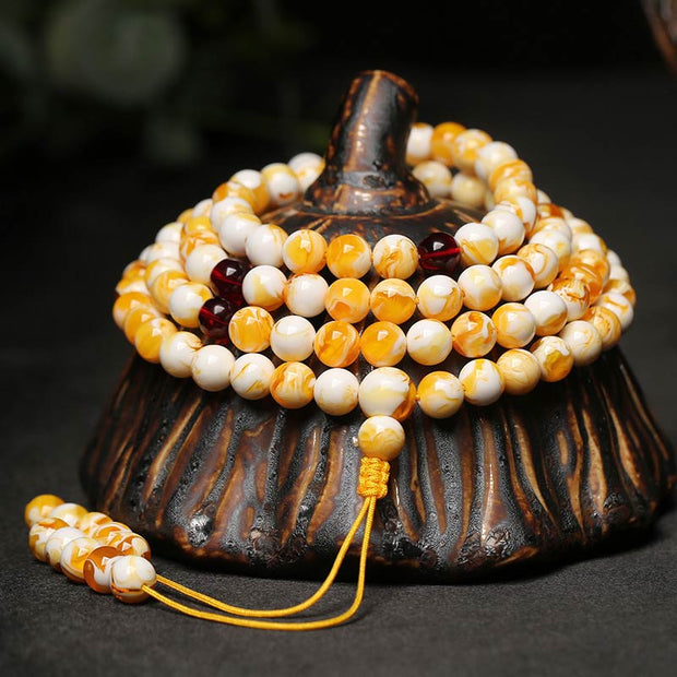 Buddha Stones 108 Beads Amber Mala Blessing Bracelet Mala Bracelet BS 10mm