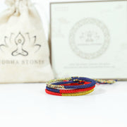 Buddha Stones Tibet Handmade Multicolor King Kong Knot Faith Protection Braided Two-Color String Bracelet