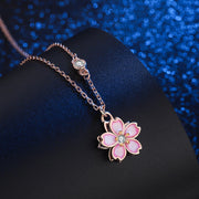 Buddha Stones 925 Sterling Silver Cherry Blossom Flower Rotatable Protection Necklace Pendant