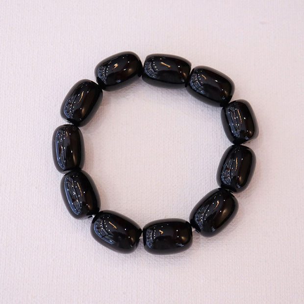 Buddha Stones Natural Agate Bead Success Bracelet Bracelet BS Black Onyx