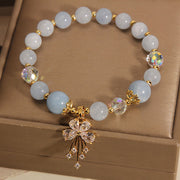 Buddha Stones Aquamarine Pink Crystal Healing Zircon Butterfly Charm Bracelet Bracelet BS 3