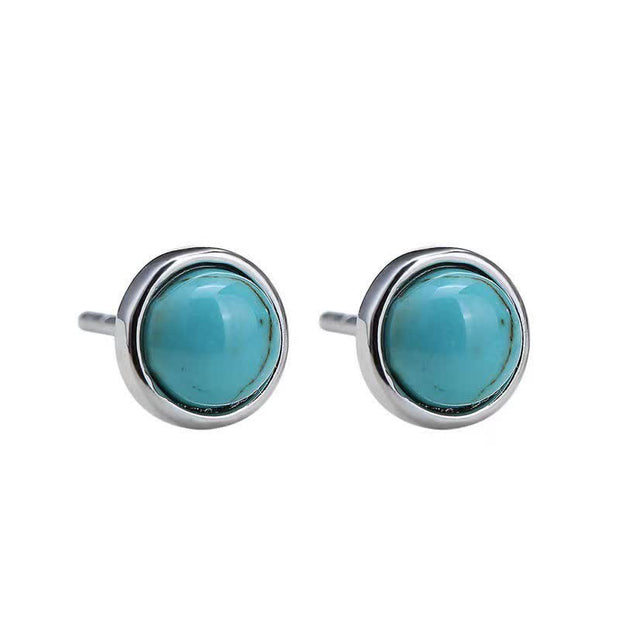 Buddha Stones Dainty Tiny Turquoise Serenity Stud Earrings