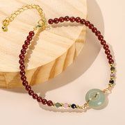 Buddha Stones Natural Garnet Peace Buckle Bead Calm Bracelet