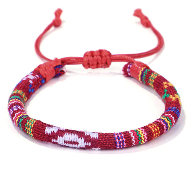 Buddha Stones Tibet Handmade Colorful Faith Strength Geometric Flower Braided String Bracelet