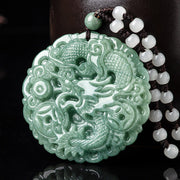 Buddha Stones Chinese Zodiac Dragon Jade Fortune Necklace String Pendant