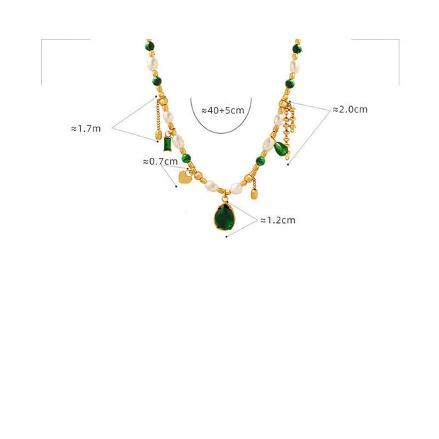 Pearl Bead Zircon Turquoise Calm Necklace Pendant Necklaces & Pendants BS 11
