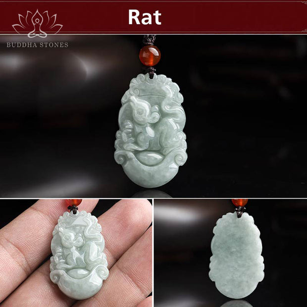 Buddha Stones Natural Jade 12 Chinese Zodiac Sucess Pendant Necklace Necklaces & Pendants BS 6