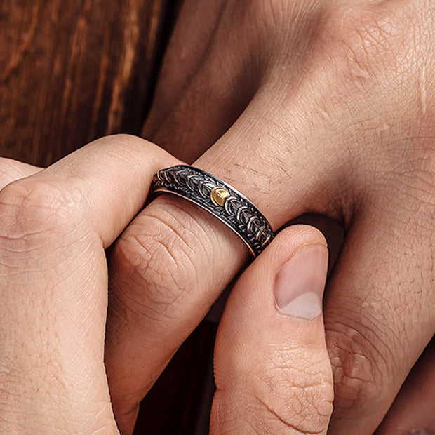 Buddha Stones Vintage Dragon Scales Pattern Luck Ring