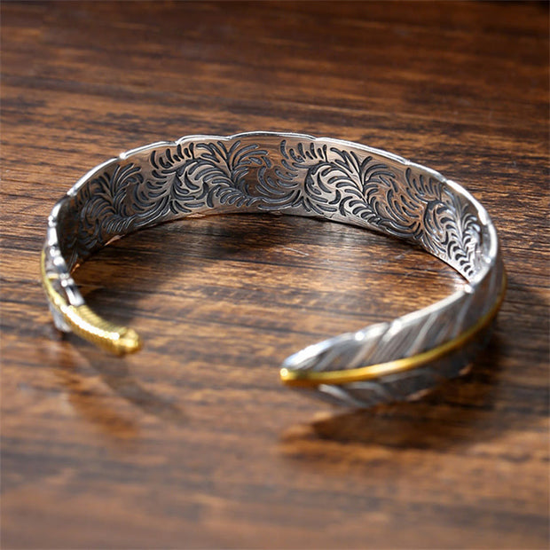 FREE Today: Feather Pattern Carved Luck Wealth Cuff Bracelet Bangle FREE FREE 3