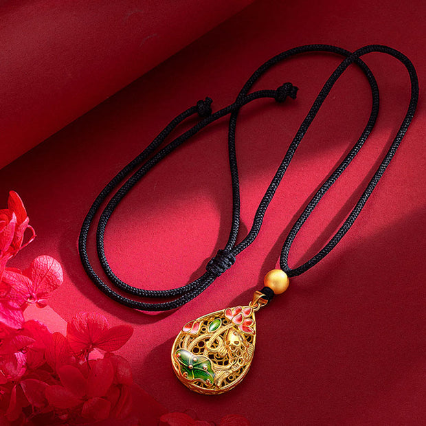 Buddha Stones Koi Fish Lotus Flower Leaf Copper Luck Necklace Pendant Necklaces & Pendants BS Lotus Koi Fish