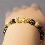 Buddha Stones FengShui PiXiu Obsidian Wealth Bracelet Bracelet BS 8