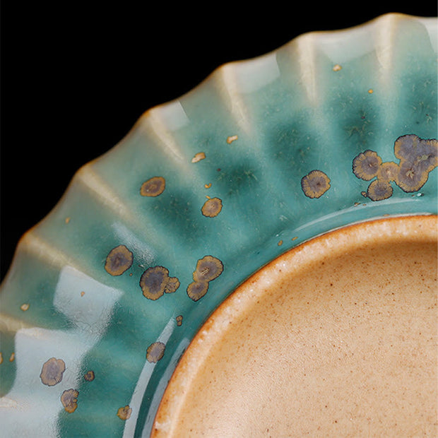 Buddha Stones Retro Glaze Kiln Change Ceramic Gaiwan Sancai Teacup Kung Fu Tea Cup And Saucer With Lid