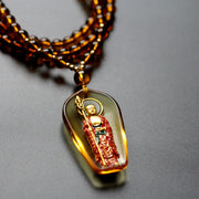 Buddha Stones Ksitigarbha Buddha Liuli Crystal Compassion Amulet Necklace Pendant