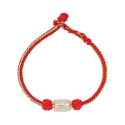 Buddha Stones 925 Sterling Silver Om Mani Padme Hum Prayer Wheel Luck Strength Red String Bracelet Bracelet BS 4