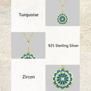 Buddha Stones 925 Sterling Silver Round Turquoise Zircon Protection Strength Necklace Pendant Necklaces & Pendants BS 7