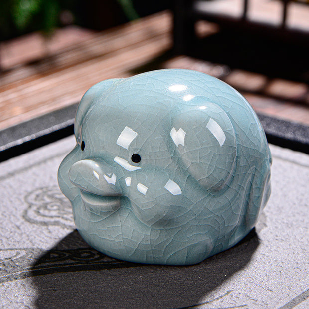 Buddha Stones Chinese Zodiac Wealth Ceramic Tea Pet Home Figurine Decoration Decorations BS Pig 7cm*5cm*4.5cm