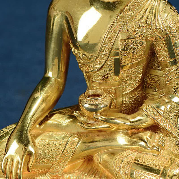 Buddha Stones Buddha Shakyamuni Figurine Enlightenment Copper Statue Home Offering Decoration