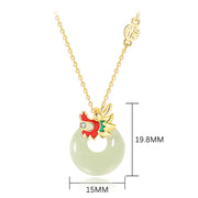 Buddha Stones 14K Gold Plated 925 Sterling Silver Year of the Dragon Hetian Jade Fu Character Luck Necklace Pendant Bracelet Bracelet Necklaces & Pendants BS 7