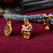 Buddha Stones Tibetan Zakiram Goddess of Wealth Thangka Luck Prayer Wheel Braid String Bracelet Bracelet BS 4