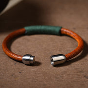 Buddha Stones Tibetan Leather Handmade Five Elements Luck Braid String Buckle Bracelet Bracelet BS 3