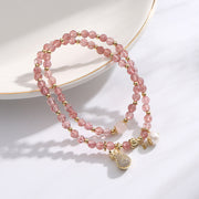 Buddha Stones Strawberry Quartz Money Bag Positive Charm Double Wrap Bracelet Bracelet BS 1