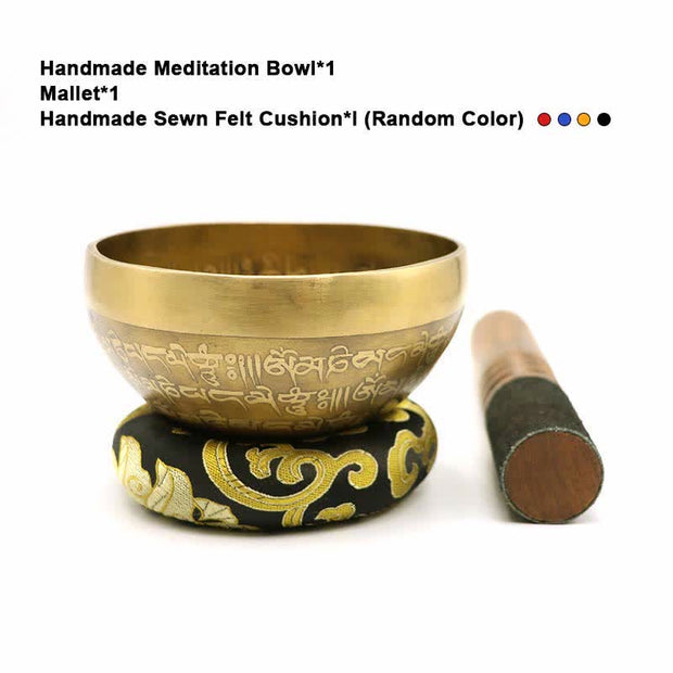 Buddha Stones Sutra Singing Bowl Handcrafted for Healing and Meditation Positive Energy Sound Bowl Set Singing Bowl buddhastoneshop 5.51IN (14CM)