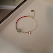 Buddhastoneshop Beaded Jade Luck String Chain Bracelet