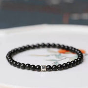 Buddha Stones Natural Black Obsidian Smoky Quartz Purification Strength Bracelet