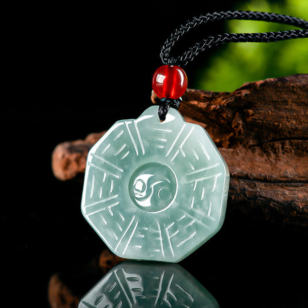 Buddha Stones Natural Jade FengShui Bagua Yin Yang Prosperity Necklace Pendant Necklaces & Pendants BS 1