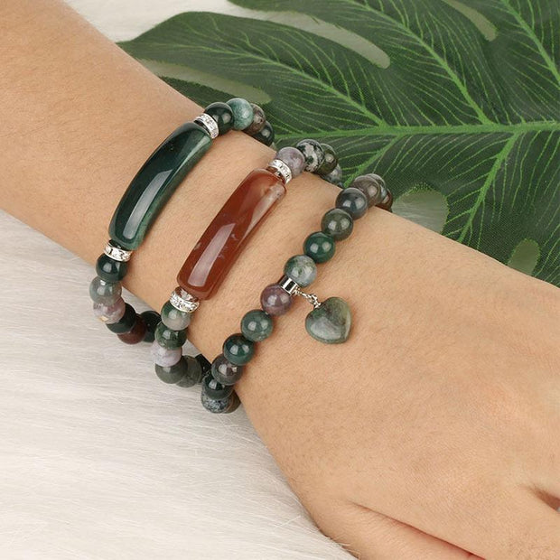 Buddha Stones Natural Quartz Love Heart Healing Beads Bracelet Bracelet BS 8