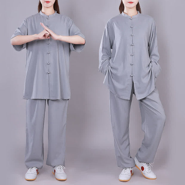 Buddha Stones Tai Chi Qigong Meditation Prayer Spiritual Zen Practice Unisex Cotton Linen Clothing Set Clothes BS 24