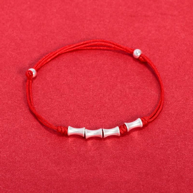 Buddha Stones 925 Sterling Silver Bamboo Design Protection Luck Braided Bracelet