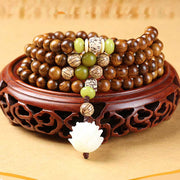 Buddha Stones Tibetan Rosewood Lotus Mala Protection Calm Necklace Bracelet Bracelet BS 1