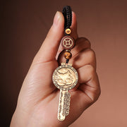 Buddha Stones PiXiu Wealth Copper Coin Yin Yang Bagua Handmade Key Chain Key Chain BS Key
