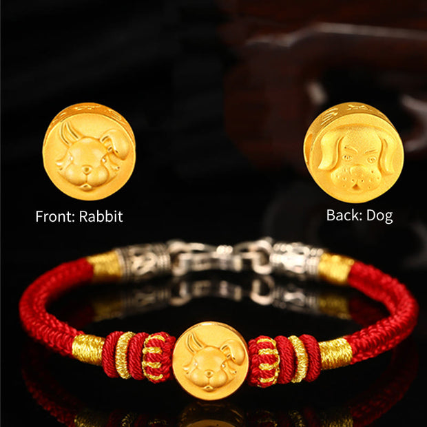 Buddha Stones 999 Gold Chinese Zodiac Auspicious Matches Om Mani Padme Hum Luck Handcrafted Bracelet Bracelet BS 16