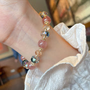 Buddha Stones Natural Strawberry Quartz Colorful Crystal Positive Bracelet Bracelet BS 11