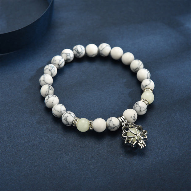 Buddha Stones Tibetan Turquoise Glowstone Luminous Bead Lotus Protection Bracelet Bracelet BS 2
