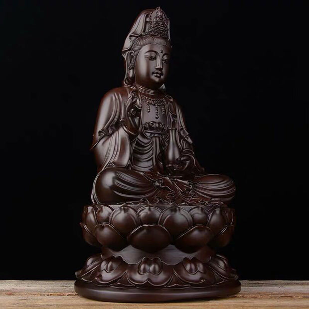 Buddha Stones Avalokitesvara Ebony Lotus Harmony Blessing Home Decoration Decorations BS 1