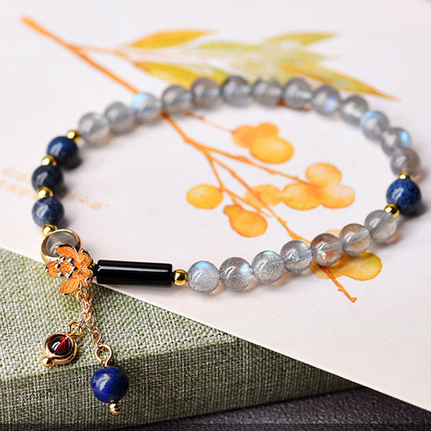 Buddha Stones Moonstone Lazurite Calm Healing Positive Bracelet Bracelet BS 4
