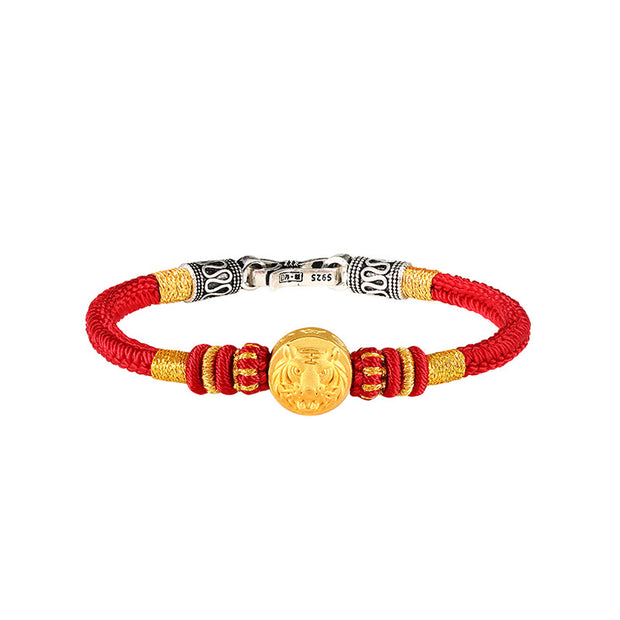 Buddha Stones 999 Gold Chinese Zodiac Auspicious Matches Om Mani Padme Hum Luck Handcrafted Bracelet Bracelet BS 14