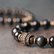 Buddha Stones Rainbow Obsidian Copper Love Healing Bracelet