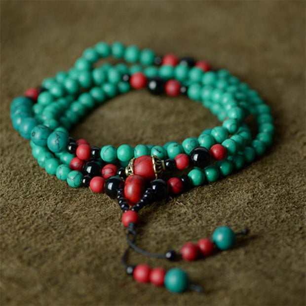 Buddha Stones Turquoise Black Onyx Red Turquoise Bead Protection Bracelet Bracelet Necklaces & Pendants BS Turquoise&Black Onyx