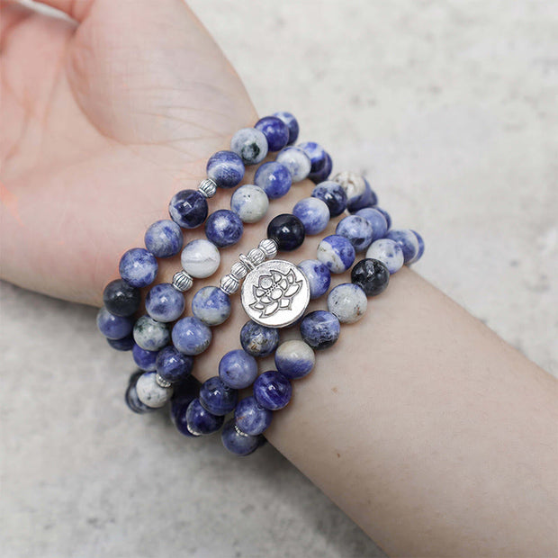 Buddha Stones Natural Blue Aventurine Lotus Peace Necklace Bracelet Bracelet Necklaces & Pendants BS 3