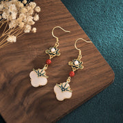 Buddha Stones Lucky Four Leaf Clover Jade Abundance Copper Earrings Earrings BS 1