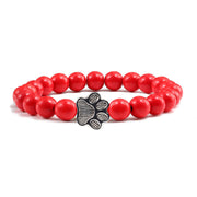 'Buddha Stones “Save A Dog” Stone Bracelet Bracelet Bracelet Red Beads