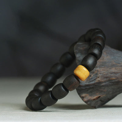 Buddha Stones Rare Tarakan Agarwood Tibetan Old Spirit Bone Strength Bracelet