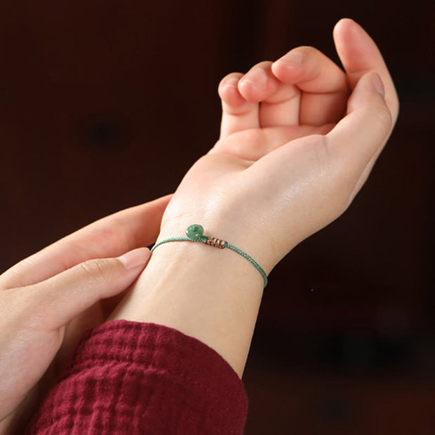 FREE Today: Keep Vigorous Tibetan Handmade Green Aventurine Luck Braided Rope Bracelet